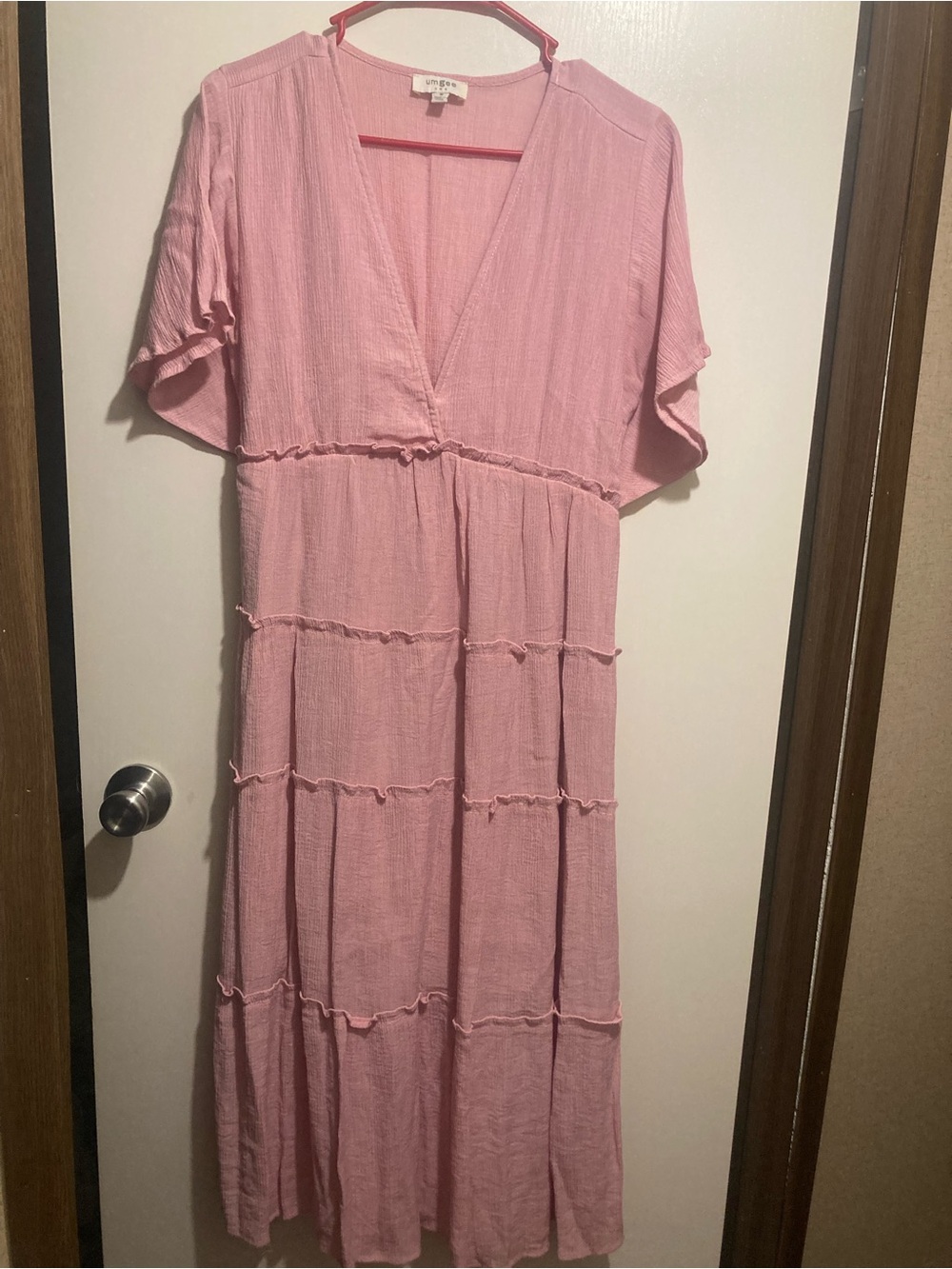 Umgee Blush Pink Tiered Midi Dress